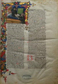 Biblioteca Universitaria di Pavia: Aldini 333. Paulus Venetus. In libros Aristotelis de anima. Membr., XV sec., c. [1 r]